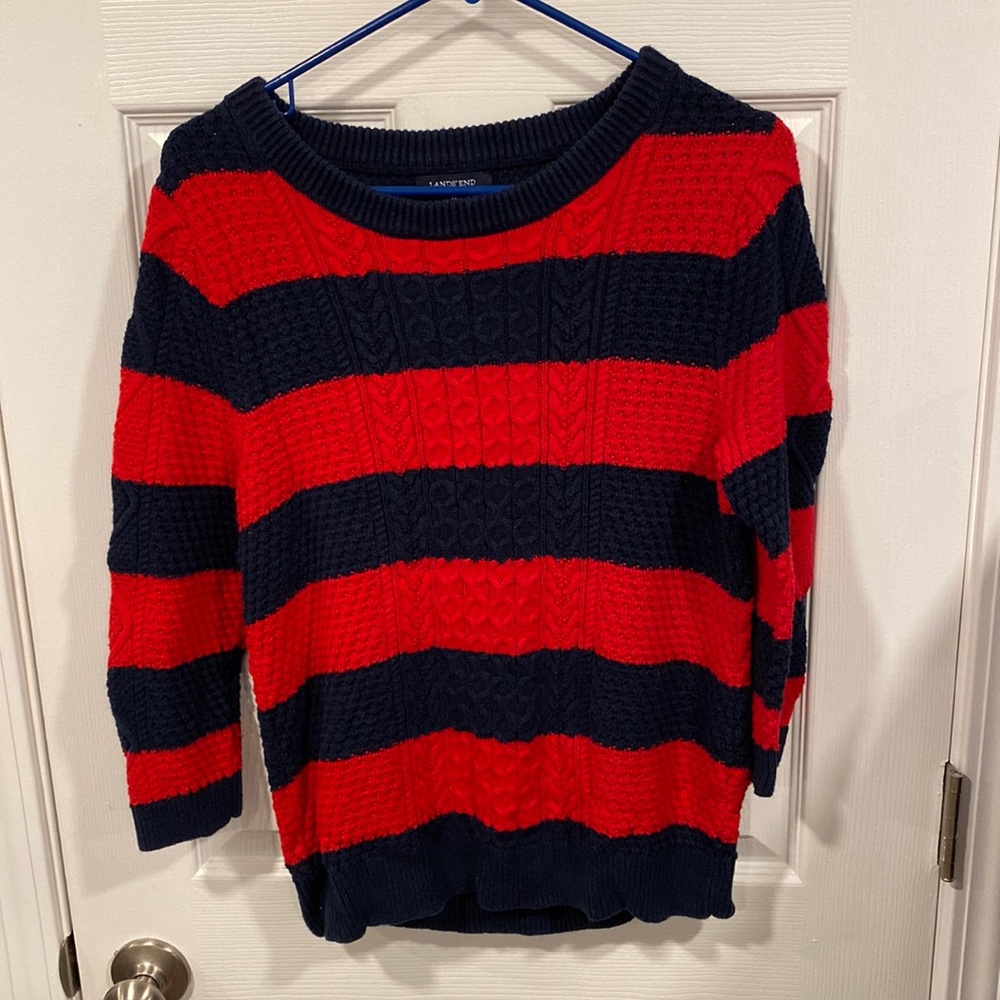 Red and Navy Blue striped sweater